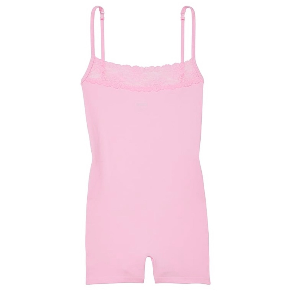 PINK VS Ribbed Lace Trim Romper